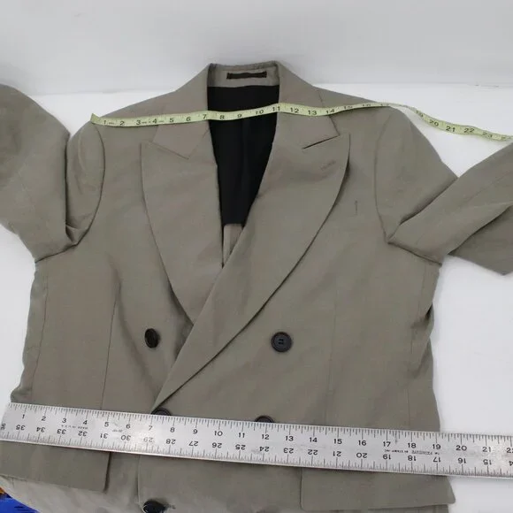 All Saints Blazer Mens 36 Ren‎ Double Breasted Six Button Wool Blend peak lapel